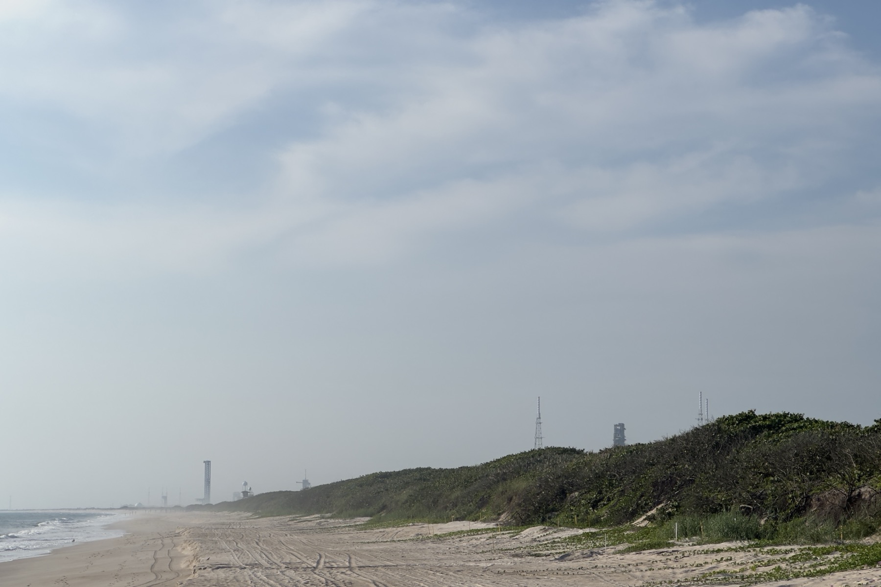 Launch complexes dot the Canaveral coast.